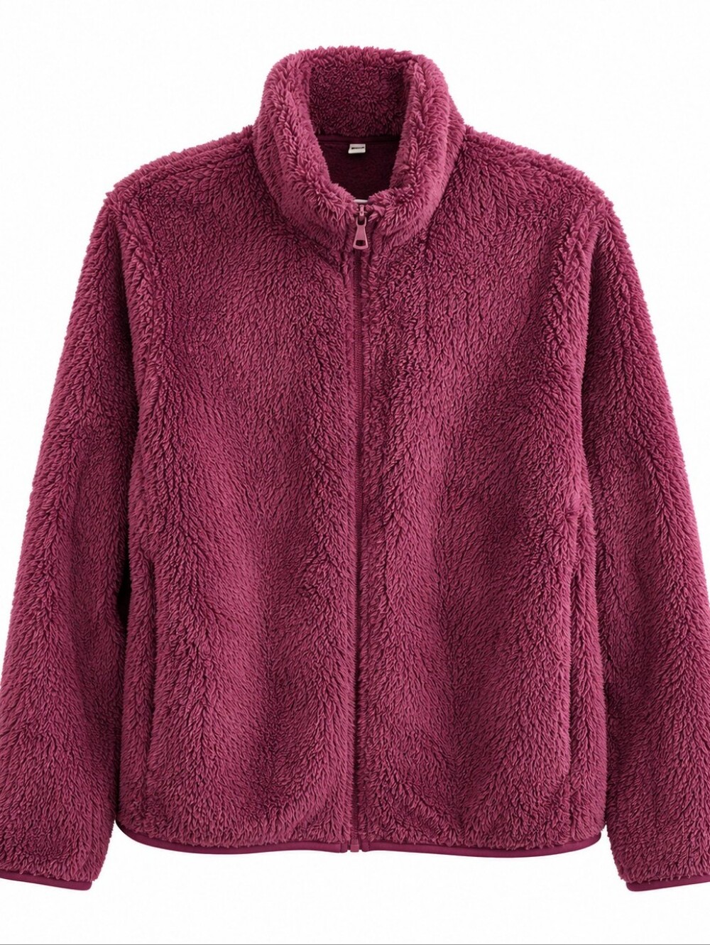 Uniqlo Maroon Sherpa Fleece Zip-Up Jacket Cozy Teddy Full Zip Coat XL